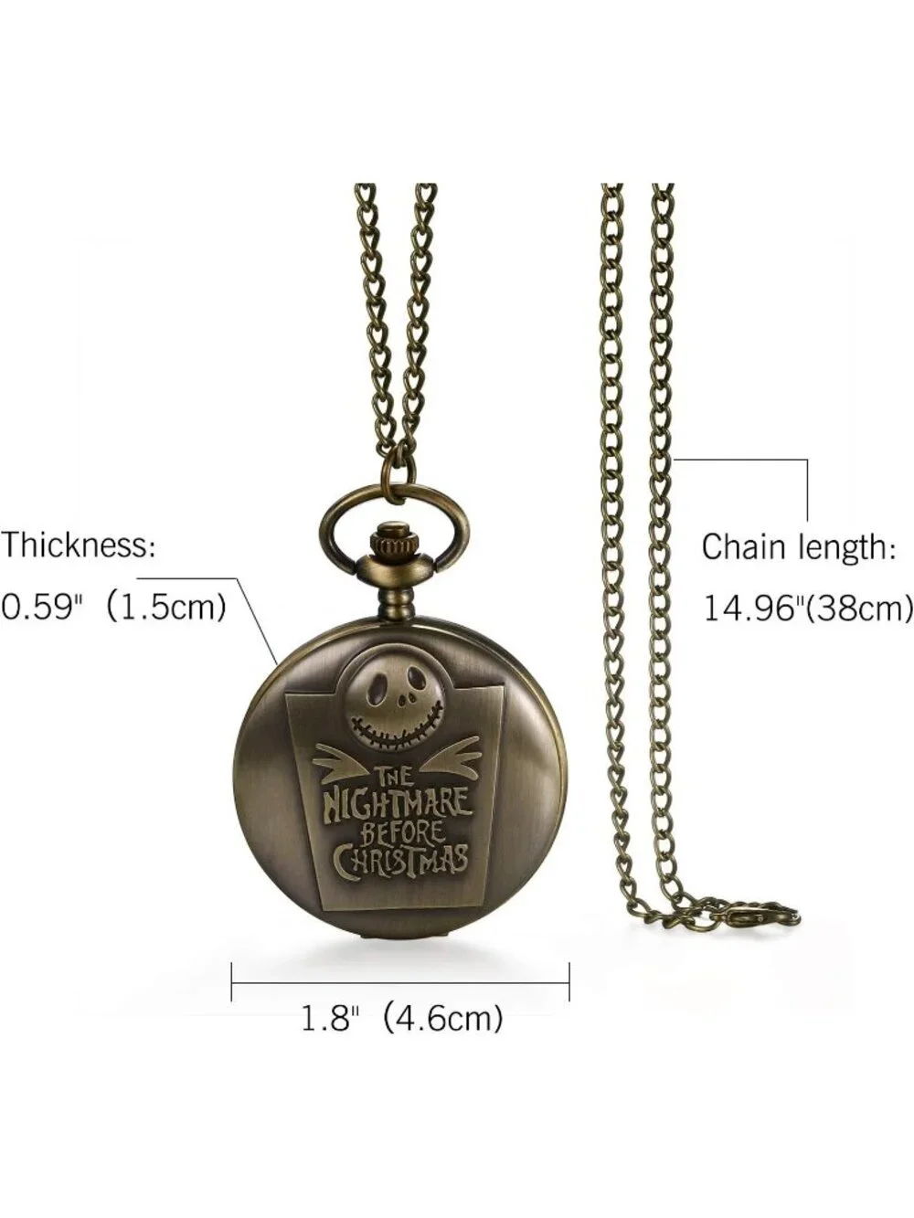 Men's Brown Quartz Vintage Novelty Skull Skeleton Christmas Round Pocket Watch